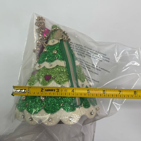 Betsey Johnson Kitsch Christmas Tree Crossbody Purse Handbag Green RARE Spruce - Picture 10 of 16